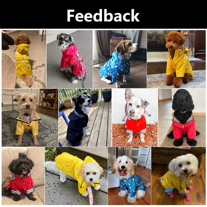 Dog Zip Up Dog Raincoat with Reflective, Rain/Water Resistant, Adjustable Drawstring, Removable Hood, Dog Raincoats with Legs 8lbs to 80lbs Available - Red - Small