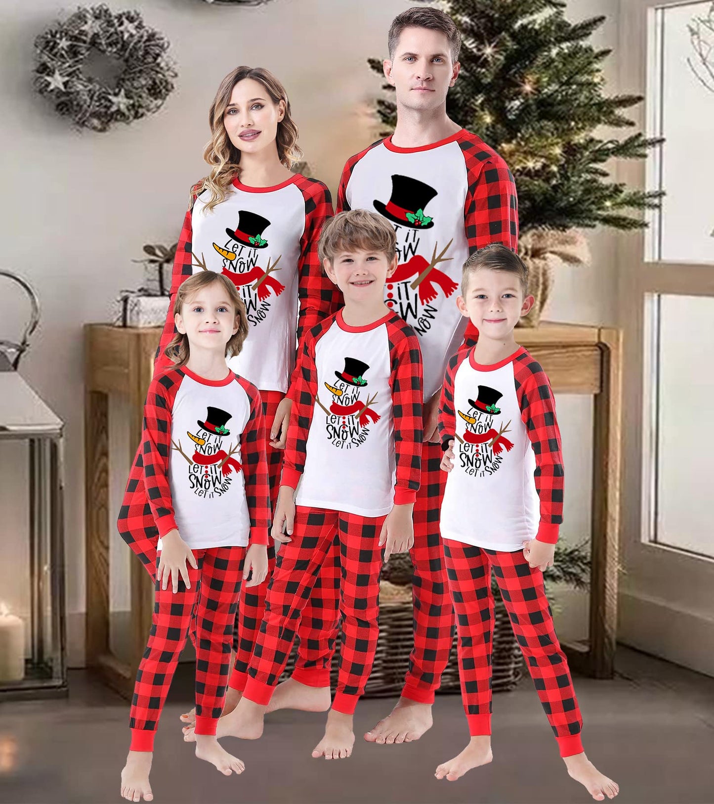 Christmas Family Matching Reindeer Pajamas Holiday Pajamas Snowman Sleepwear Christmas Pjs