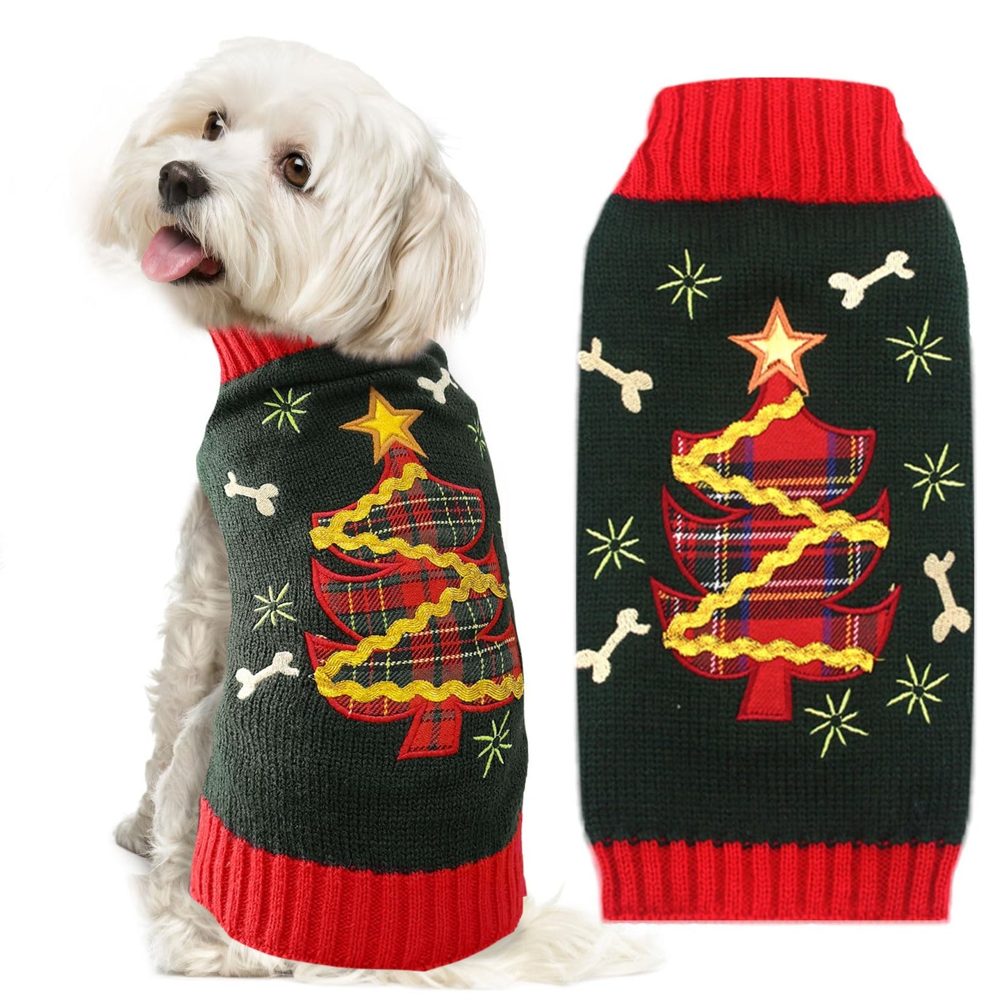 Dog Christmas Sweater Xmas Pet Clothes Cute Gray Reindeer Holiday Puppy Cat Costume New Year Gifts for Small Medium Large Dogs Jumpers (S, Gray Reindeer)