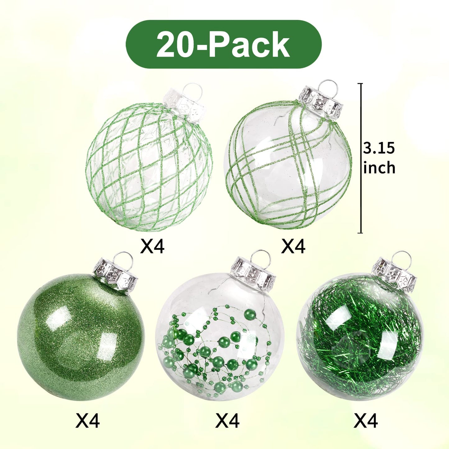 Clear Plastic Christmas Ball Ornaments, 30ct 2.36 Inch Champagne Balls for Tree Decoration - Shatterproof for Holiday Wedding Party Gifts