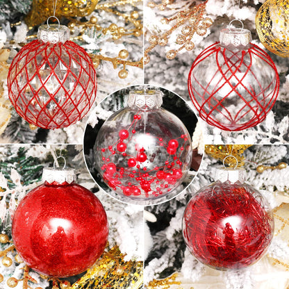 Clear Plastic Christmas Ball Ornaments, 30ct 2.36 Inch Champagne Balls for Tree Decoration - Shatterproof for Holiday Wedding Party Gifts