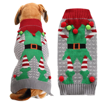 Dog Christmas Sweater Xmas Pet Clothes Cute Gray Reindeer Holiday Puppy Cat Costume New Year Gifts for Small Medium Large Dogs Jumpers (S, Gray Reindeer)