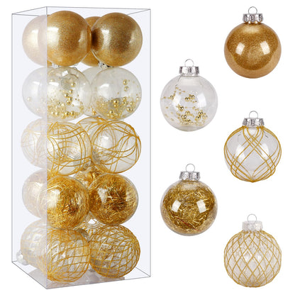 Clear Plastic Christmas Ball Ornaments, 30ct 2.36 Inch Champagne Balls for Tree Decoration - Shatterproof for Holiday Wedding Party Gifts