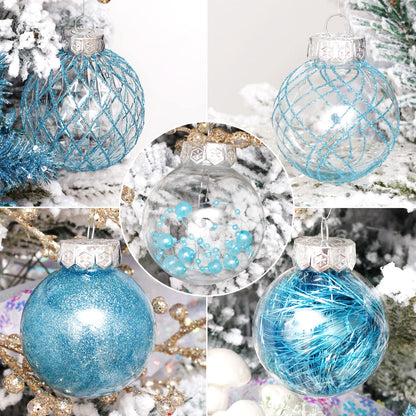 Clear Plastic Christmas Ball Ornaments, 30ct 2.36 Inch Champagne Balls for Tree Decoration - Shatterproof for Holiday Wedding Party Gifts