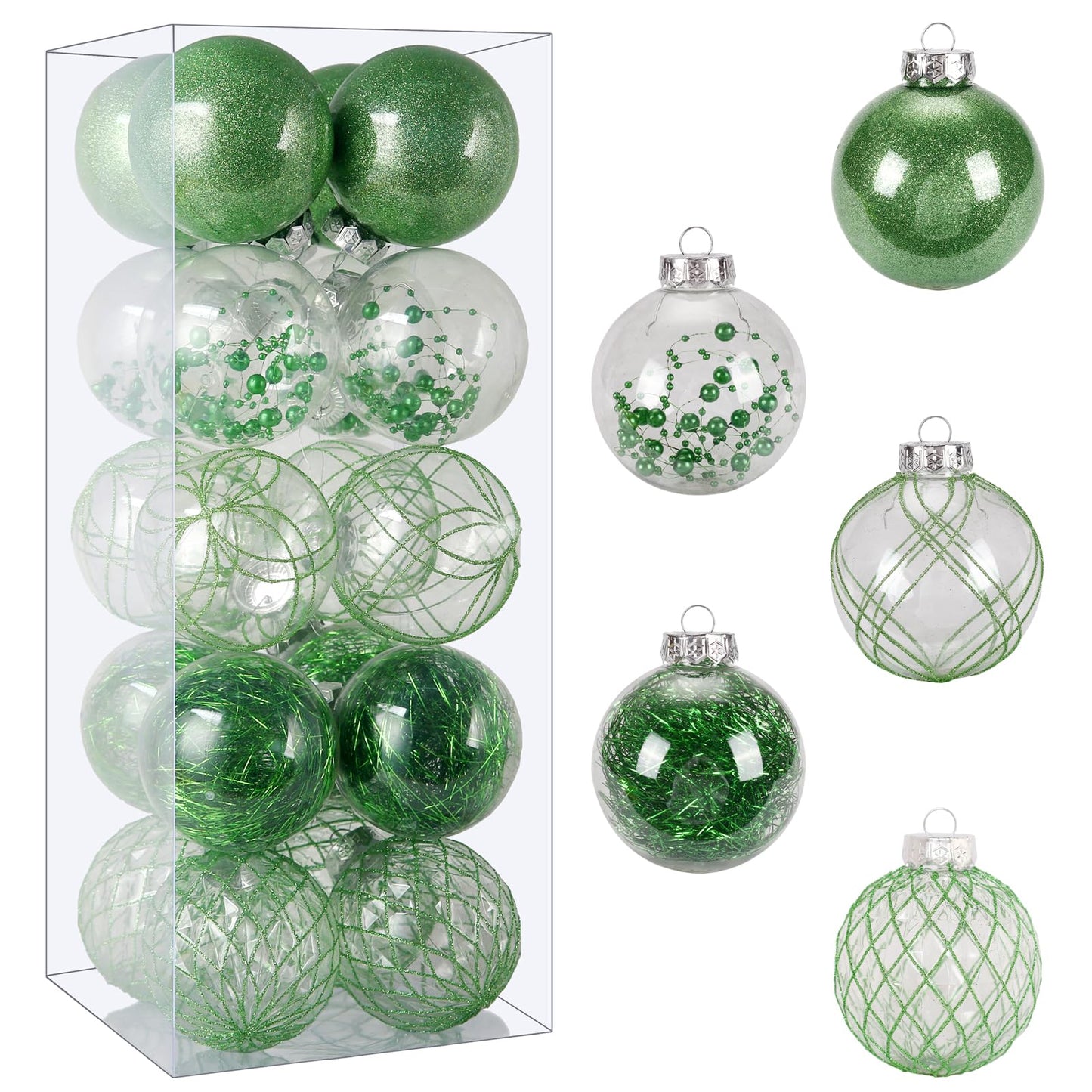 Clear Plastic Christmas Ball Ornaments, 30ct 2.36 Inch Champagne Balls for Tree Decoration - Shatterproof for Holiday Wedding Party Gifts