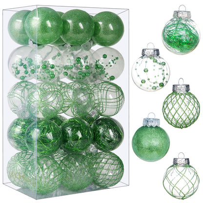 Clear Plastic Christmas Ball Ornaments, 30ct 2.36 Inch Champagne Balls for Tree Decoration - Shatterproof for Holiday Wedding Party Gifts