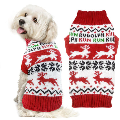 Dog Christmas Sweater Xmas Pet Clothes Cute Gray Reindeer Holiday Puppy Cat Costume New Year Gifts for Small Medium Large Dogs Jumpers (S, Gray Reindeer)