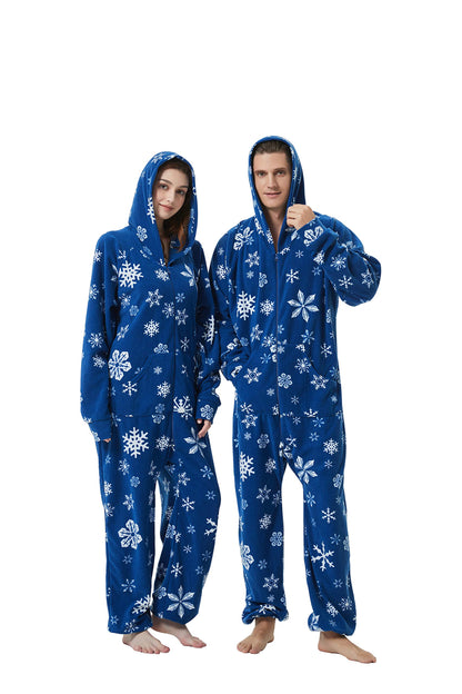 XMAS Women's & Men's Hooded Fleece Onesies One-Piece Pajamas