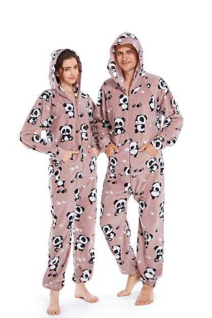 XMAS Women's & Men's Hooded Fleece Onesies One-Piece Pajamas