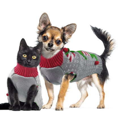 Dog Christmas Sweater Xmas Pet Clothes Cute Gray Reindeer Holiday Puppy Cat Costume New Year Gifts for Small Medium Large Dogs Jumpers (S, Gray Reindeer)