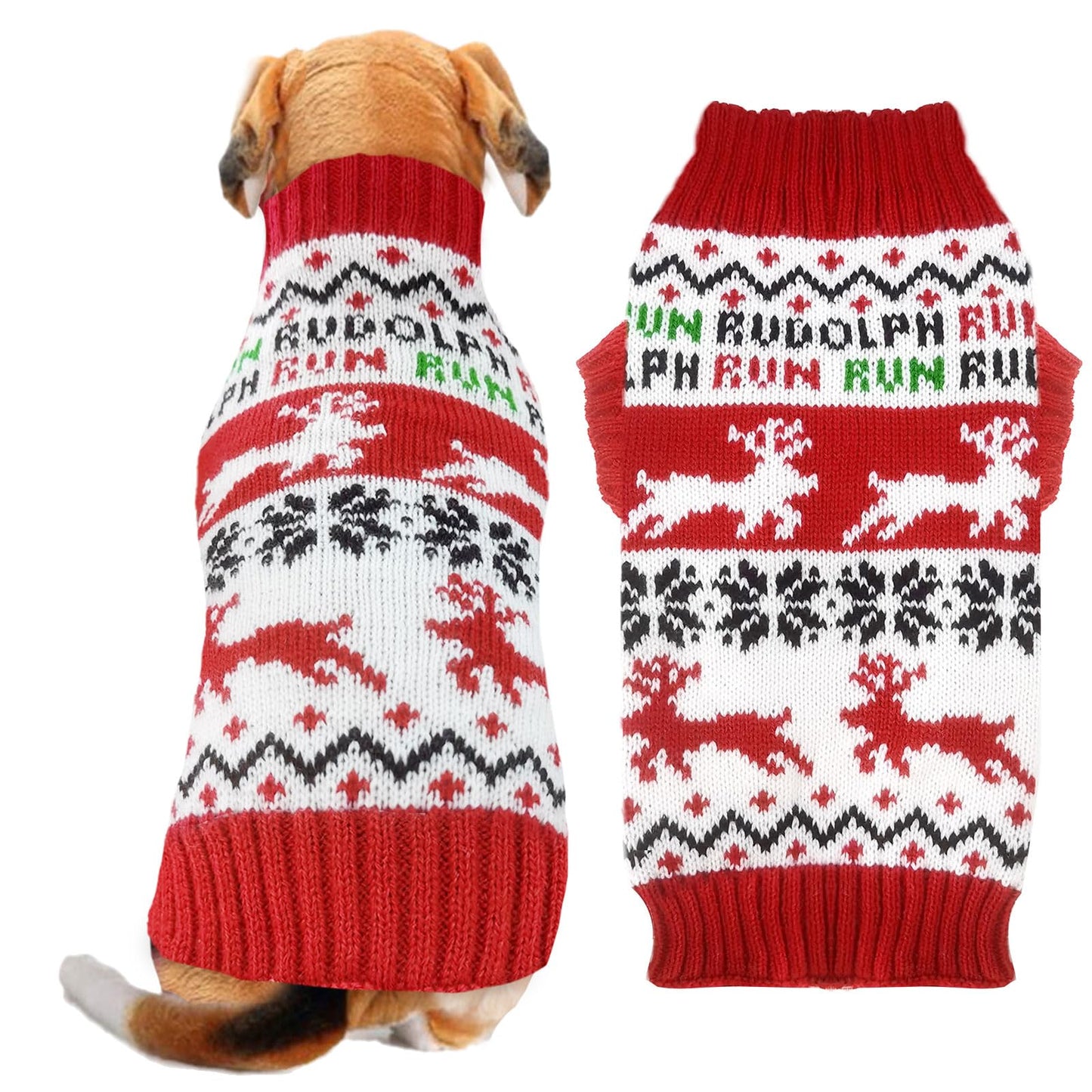 Dog Christmas Sweater Xmas Pet Clothes Cute Gray Reindeer Holiday Puppy Cat Costume New Year Gifts for Small Medium Large Dogs Jumpers (S, Gray Reindeer)