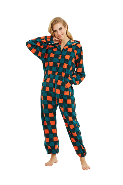 XMAS Women's & Men's Hooded Fleece Onesies One-Piece Pajamas