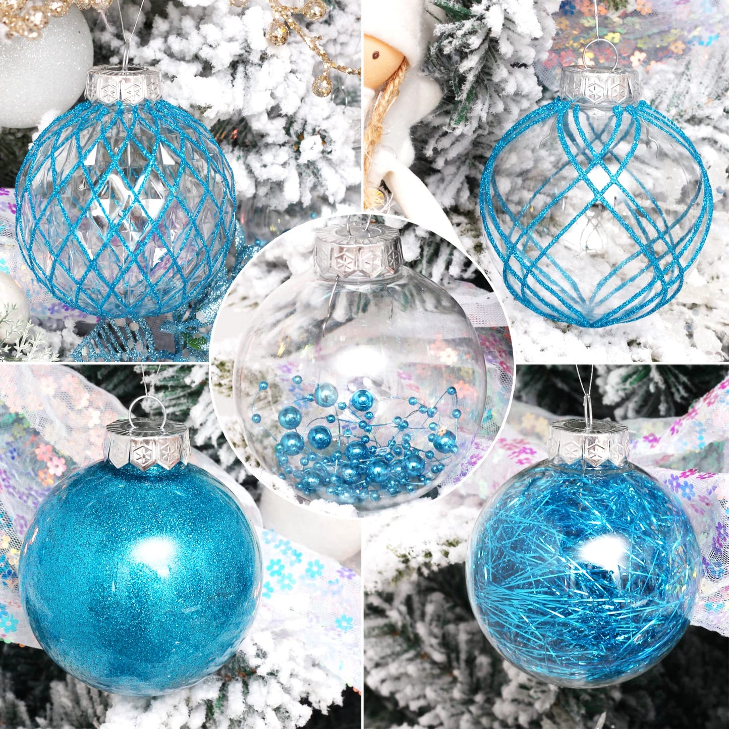 Clear Plastic Christmas Ball Ornaments, 30ct 2.36 Inch Champagne Balls for Tree Decoration - Shatterproof for Holiday Wedding Party Gifts