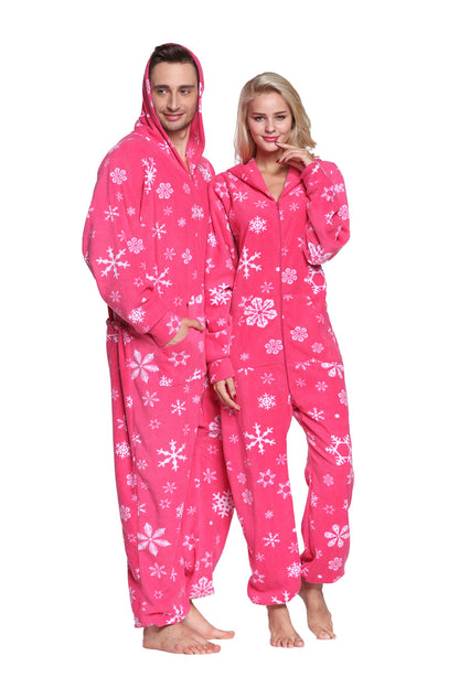 XMAS Women's & Men's Hooded Fleece Onesies One-Piece Pajamas