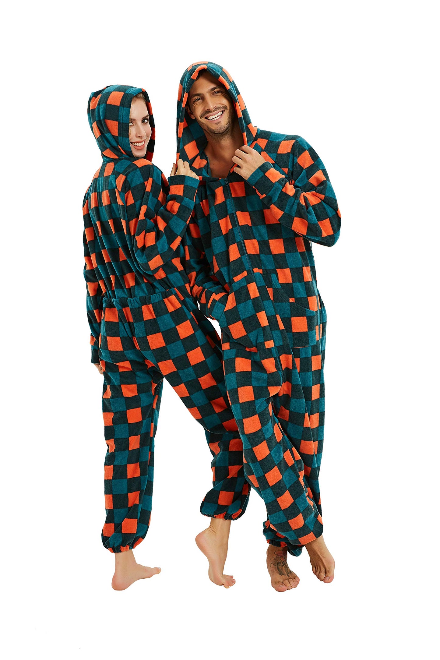 XMAS Women's & Men's Hooded Fleece Onesies One-Piece Pajamas