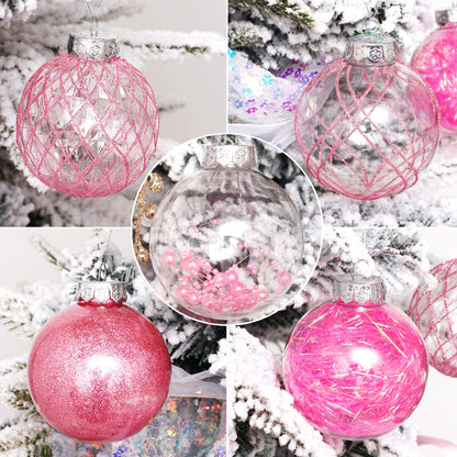 Clear Plastic Christmas Ball Ornaments, 30ct 2.36 Inch Champagne Balls for Tree Decoration - Shatterproof for Holiday Wedding Party Gifts