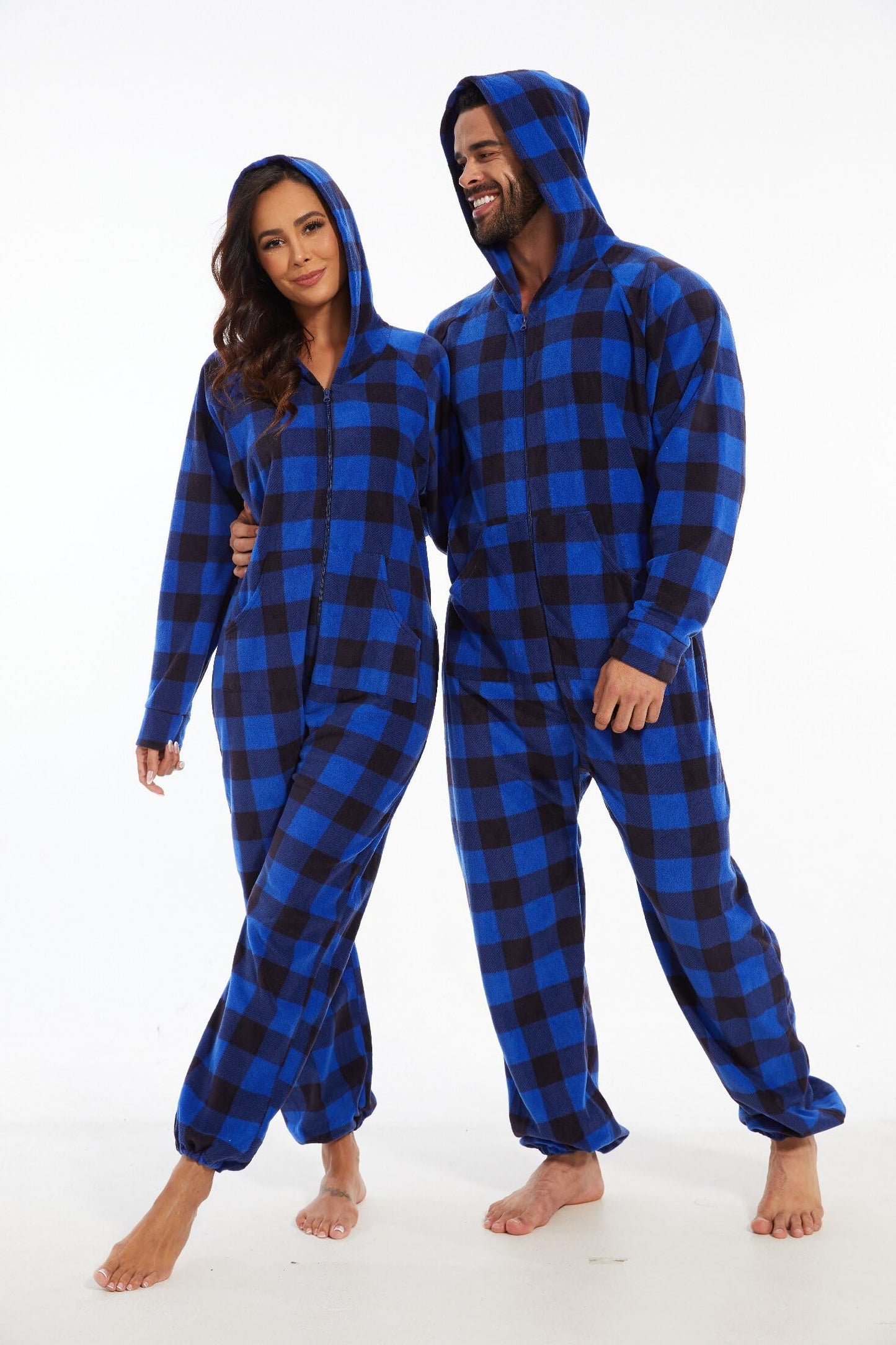 XMAS Women's & Men's Hooded Fleece Onesies One-Piece Pajamas