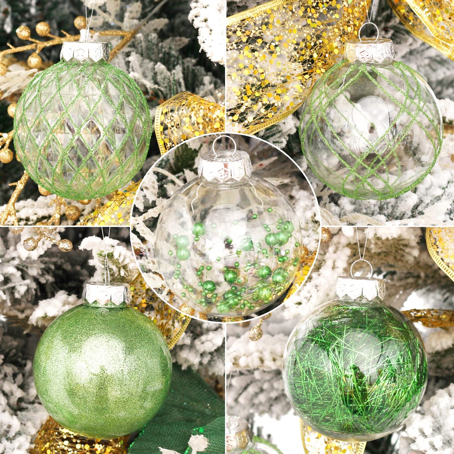 Clear Plastic Christmas Ball Ornaments, 30ct 2.36 Inch Champagne Balls for Tree Decoration - Shatterproof for Holiday Wedding Party Gifts