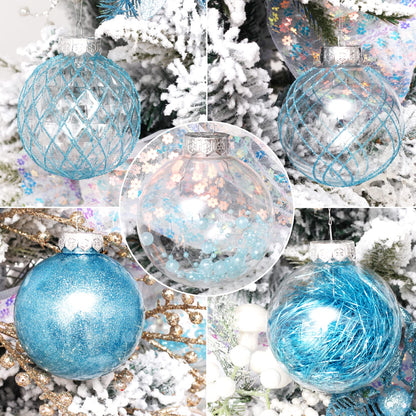 Clear Plastic Christmas Ball Ornaments, 30ct 2.36 Inch Champagne Balls for Tree Decoration - Shatterproof for Holiday Wedding Party Gifts