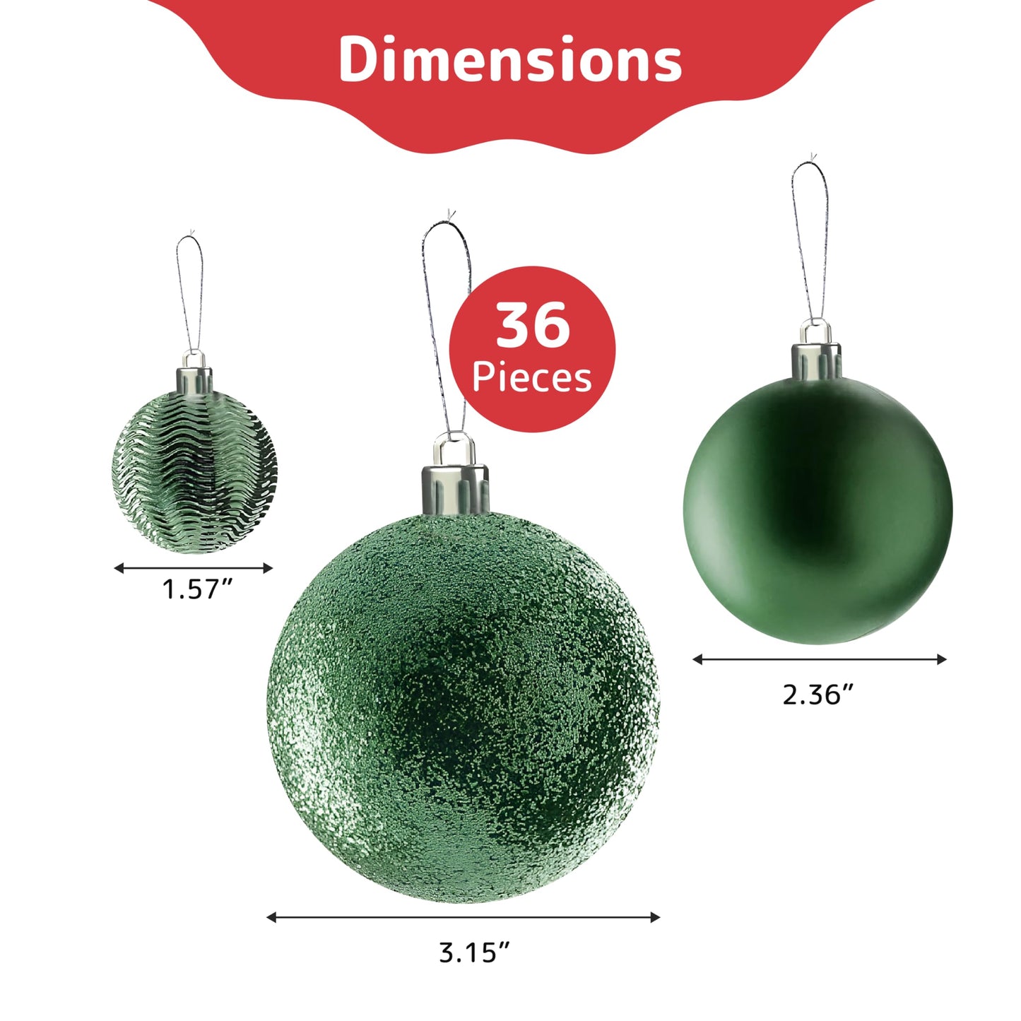 PREXTEX Christmas Ball Tree Ornaments - Gold Ornaments for Christmas Tree - Gold Christmas Ornaments for Holiday, Wreath and Party Decorations (36 pcs - Small, Medium, Large) Shatterproof