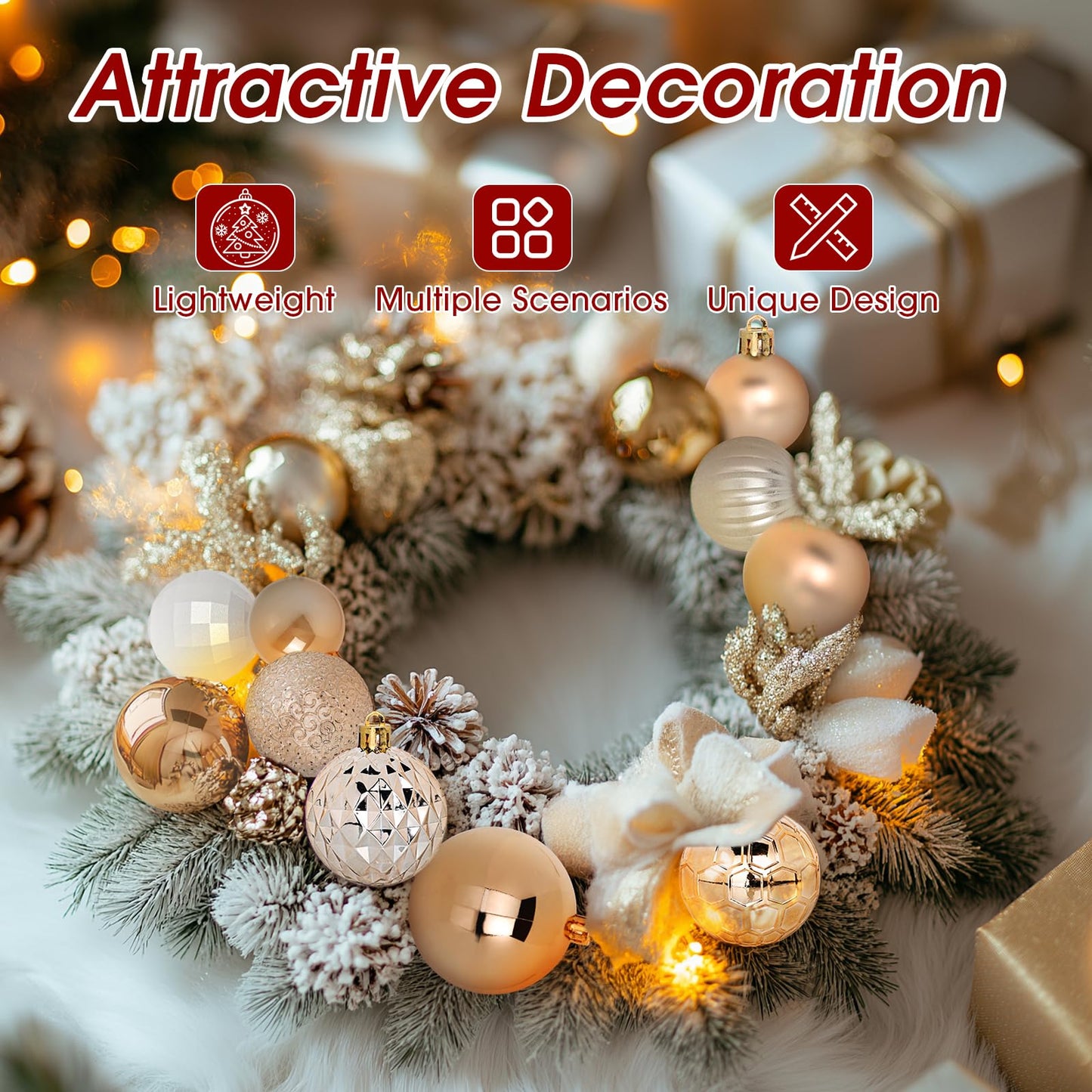 FestiveBliss Christmas Ornaments 50 Pcs,