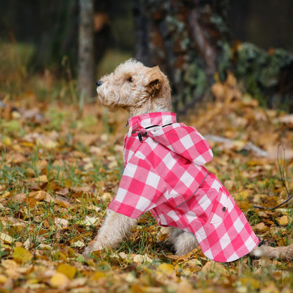 Dog Zip Up Dog Raincoat with Reflective, Rain/Water Resistant, Adjustable Drawstring, Removable Hood, Dog Raincoats with Legs 8lbs to 80lbs Available - Red - Small