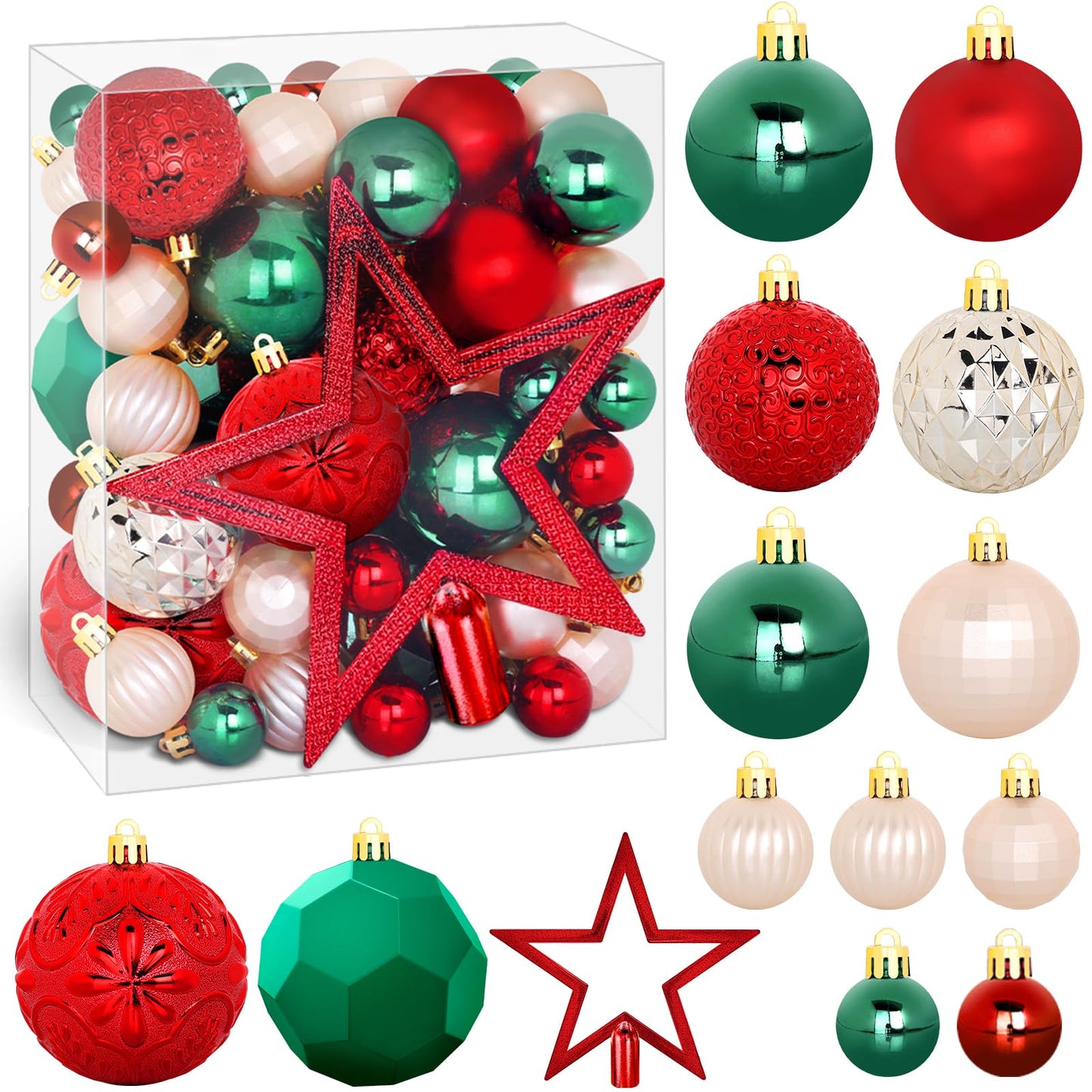 FestiveBliss Christmas Ornaments 50 Pcs,