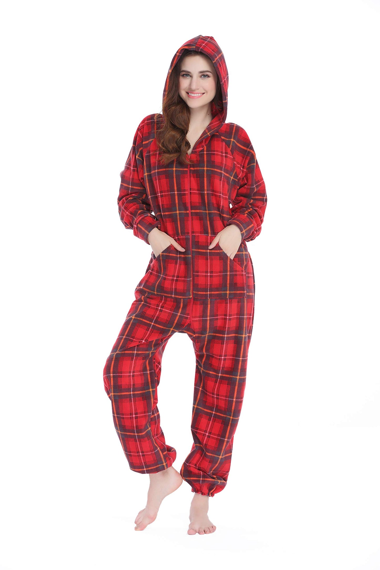 XMAS Women's & Men's Hooded Fleece Onesies One-Piece Pajamas