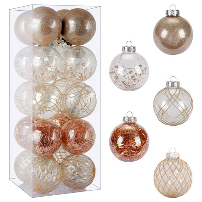 Clear Plastic Christmas Ball Ornaments, 30ct 2.36 Inch Champagne Balls for Tree Decoration - Shatterproof for Holiday Wedding Party Gifts