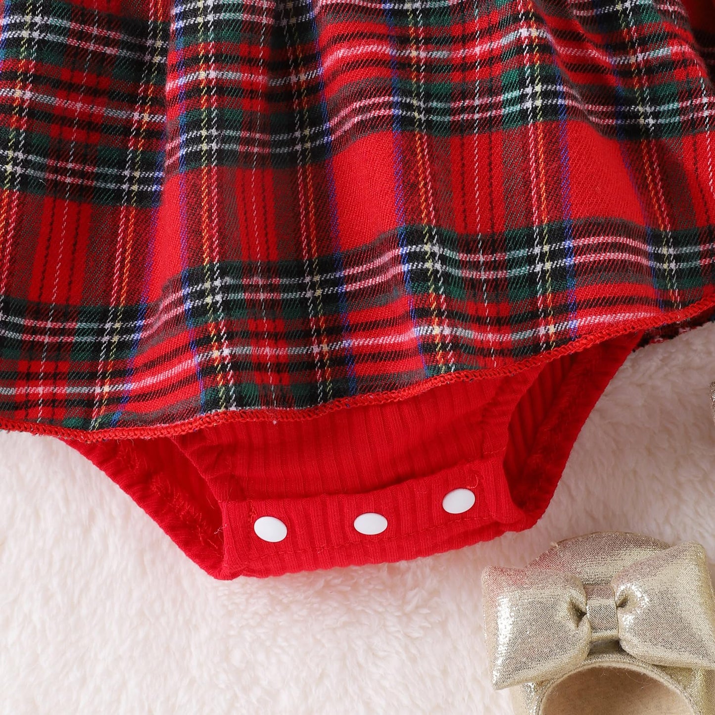 Infant Baby Girl Christmas Plaid Overall Dress Outfits Fall Winter Ruffle Romper Headband Sets