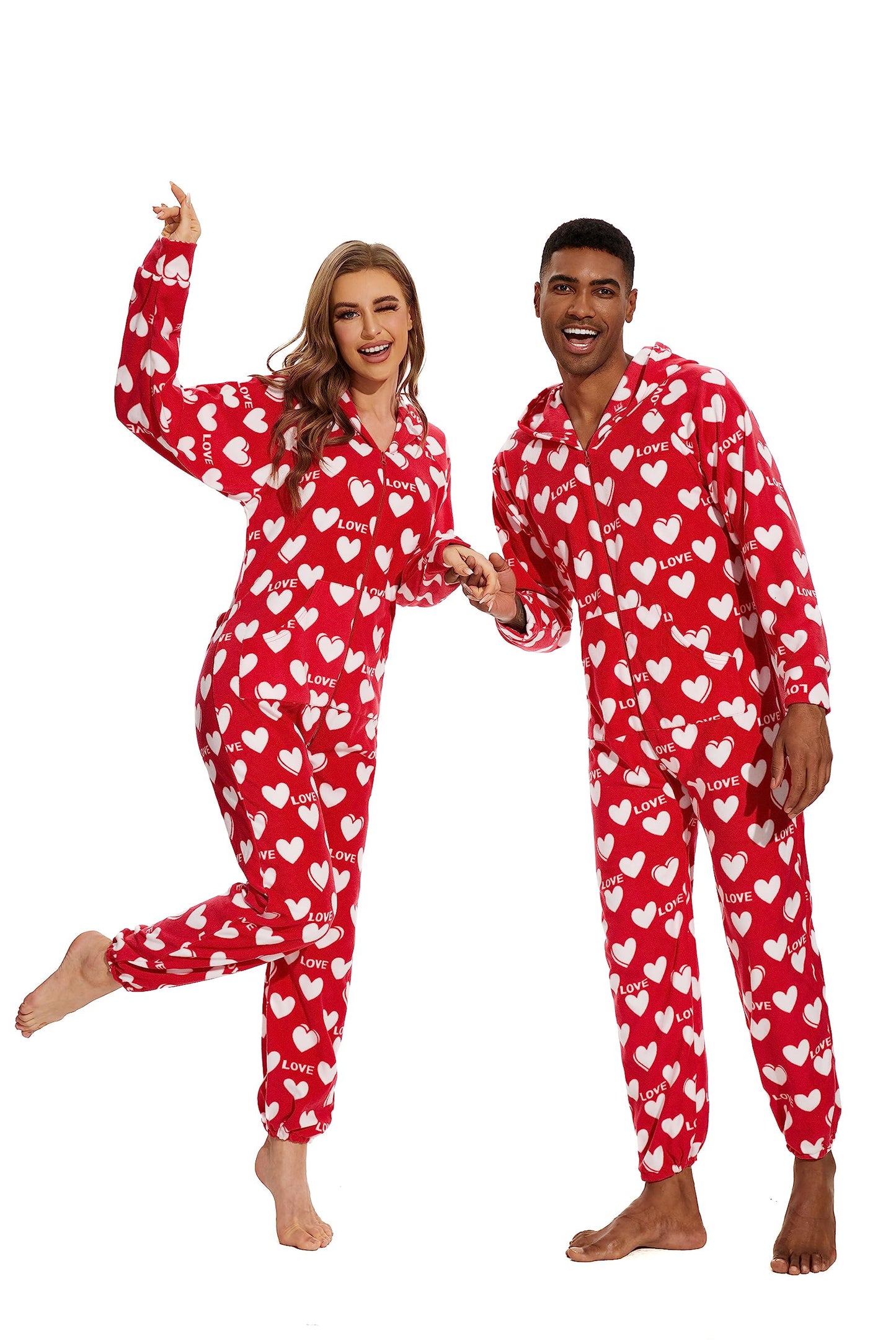 XMAS Women's & Men's Hooded Fleece Onesies One-Piece Pajamas