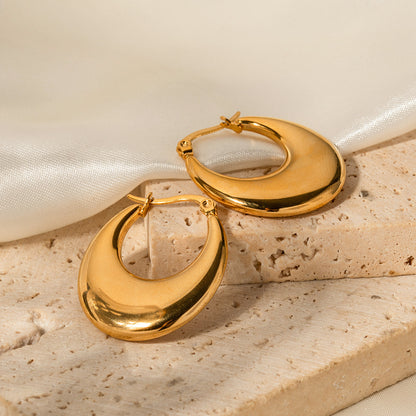 18K Gold Classic Fashion U-shaped Design Versatile Earrings