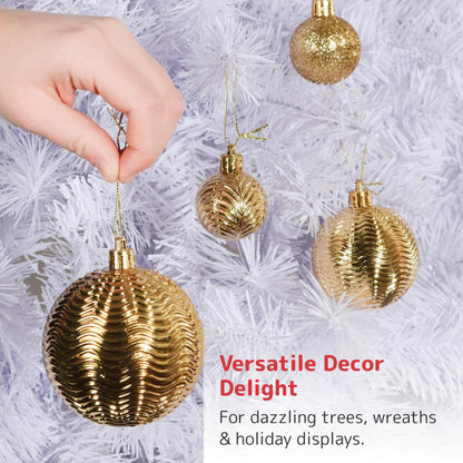 PREXTEX Christmas Ball Tree Ornaments - Gold Ornaments for Christmas Tree - Gold Christmas Ornaments for Holiday, Wreath and Party Decorations (36 pcs - Small, Medium, Large) Shatterproof