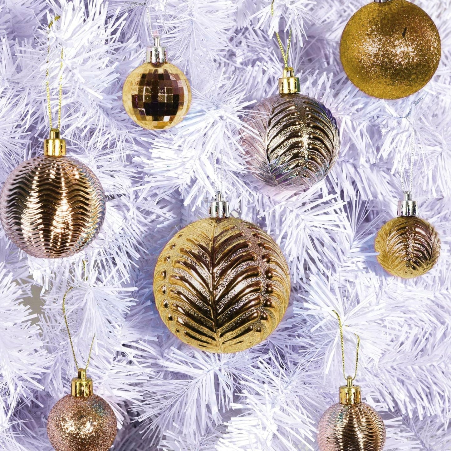 PREXTEX Christmas Ball Tree Ornaments - Gold Ornaments for Christmas Tree - Gold Christmas Ornaments for Holiday, Wreath and Party Decorations (36 pcs - Small, Medium, Large) Shatterproof