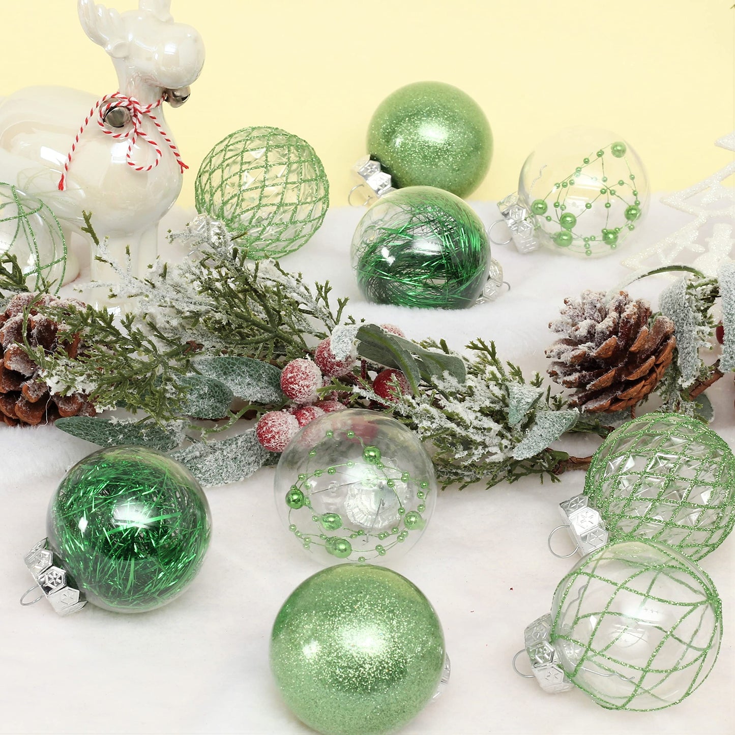 Clear Plastic Christmas Ball Ornaments, 30ct 2.36 Inch Champagne Balls for Tree Decoration - Shatterproof for Holiday Wedding Party Gifts