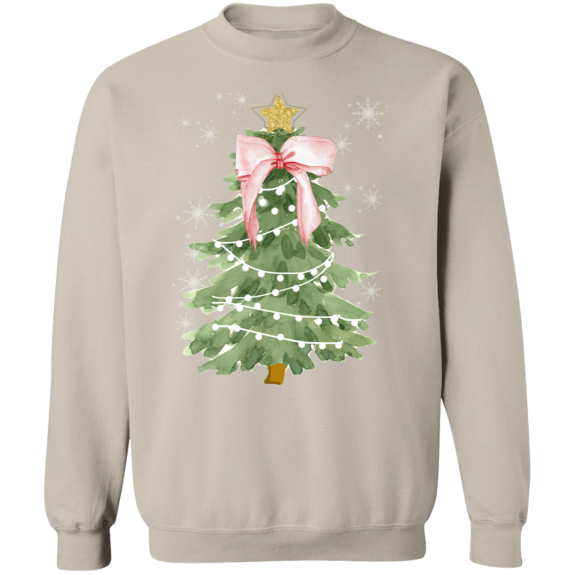 Christmas Pink Bow Crewneck Pullover Sweatshirt