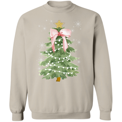 Christmas Pink Bow Crewneck Pullover Sweatshirt