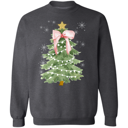 Christmas Pink Bow Crewneck Pullover Sweatshirt