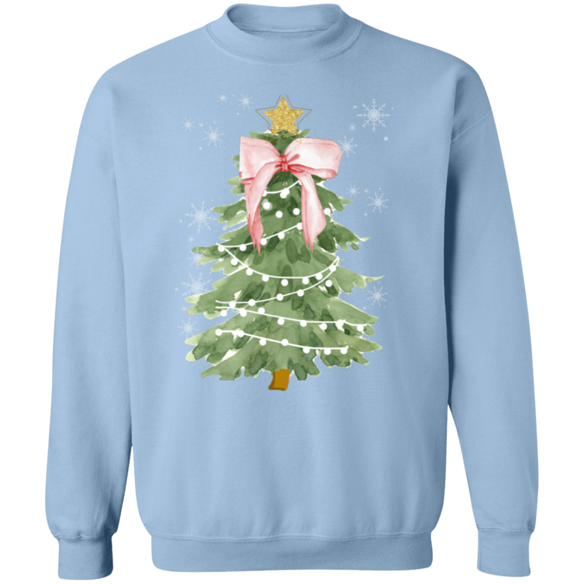 Christmas Pink Bow Crewneck Pullover Sweatshirt