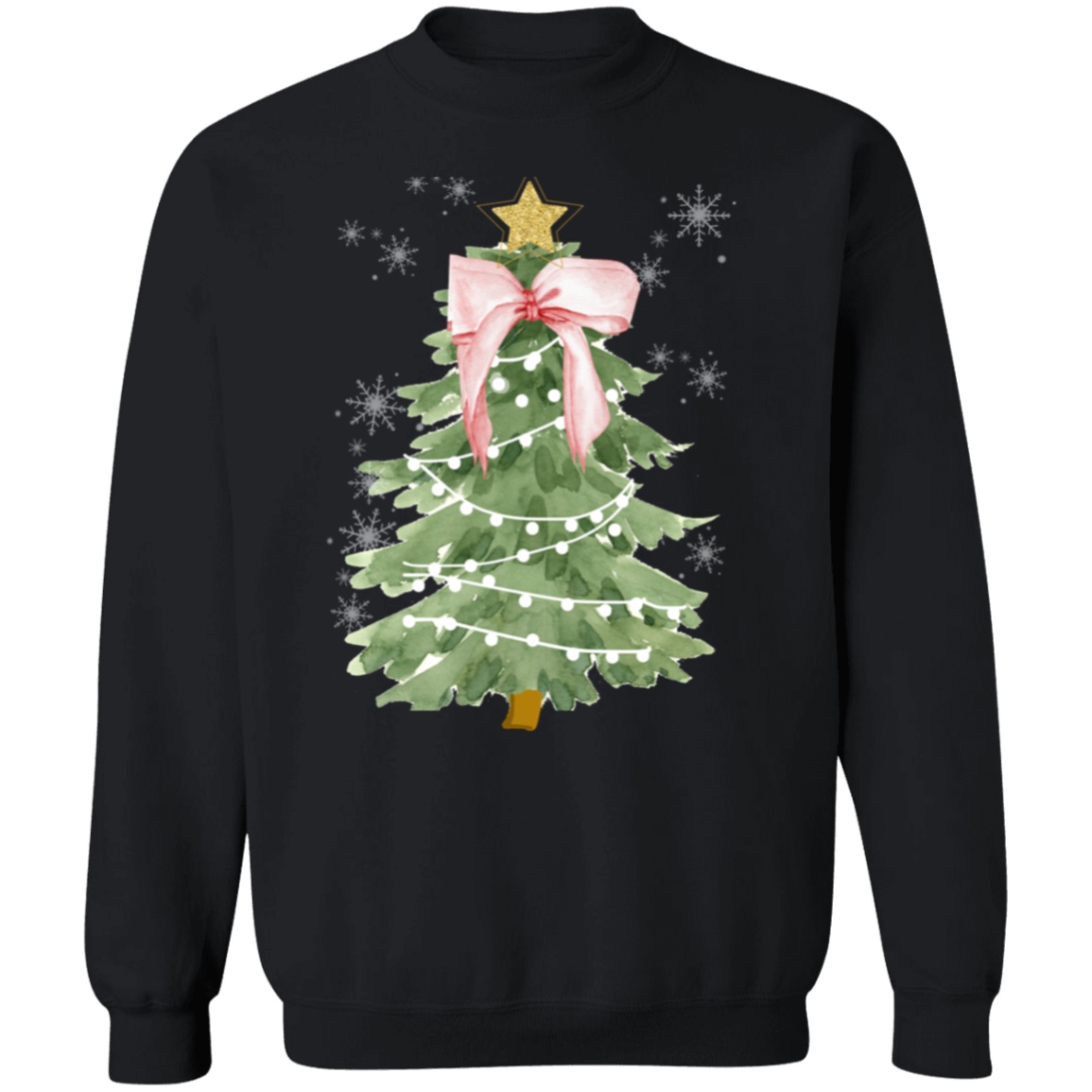 Christmas Pink Bow Crewneck Pullover Sweatshirt