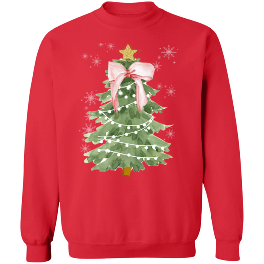 Christmas Pink Bow Crewneck Pullover Sweatshirt