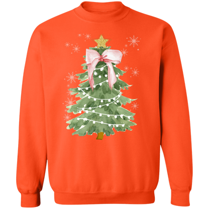 Christmas Pink Bow Crewneck Pullover Sweatshirt