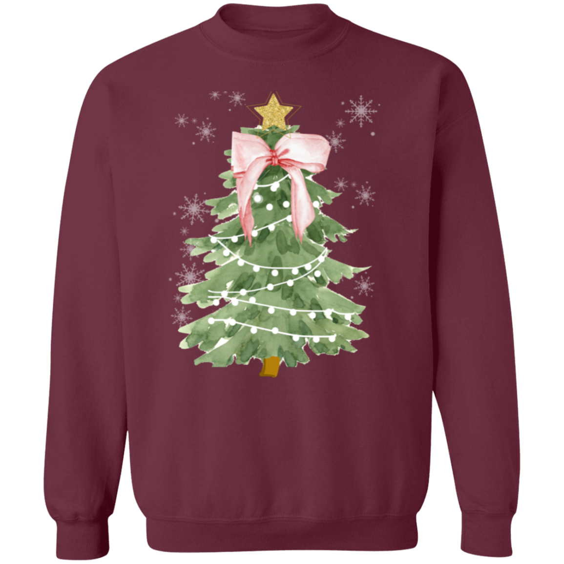 Christmas Pink Bow Crewneck Pullover Sweatshirt