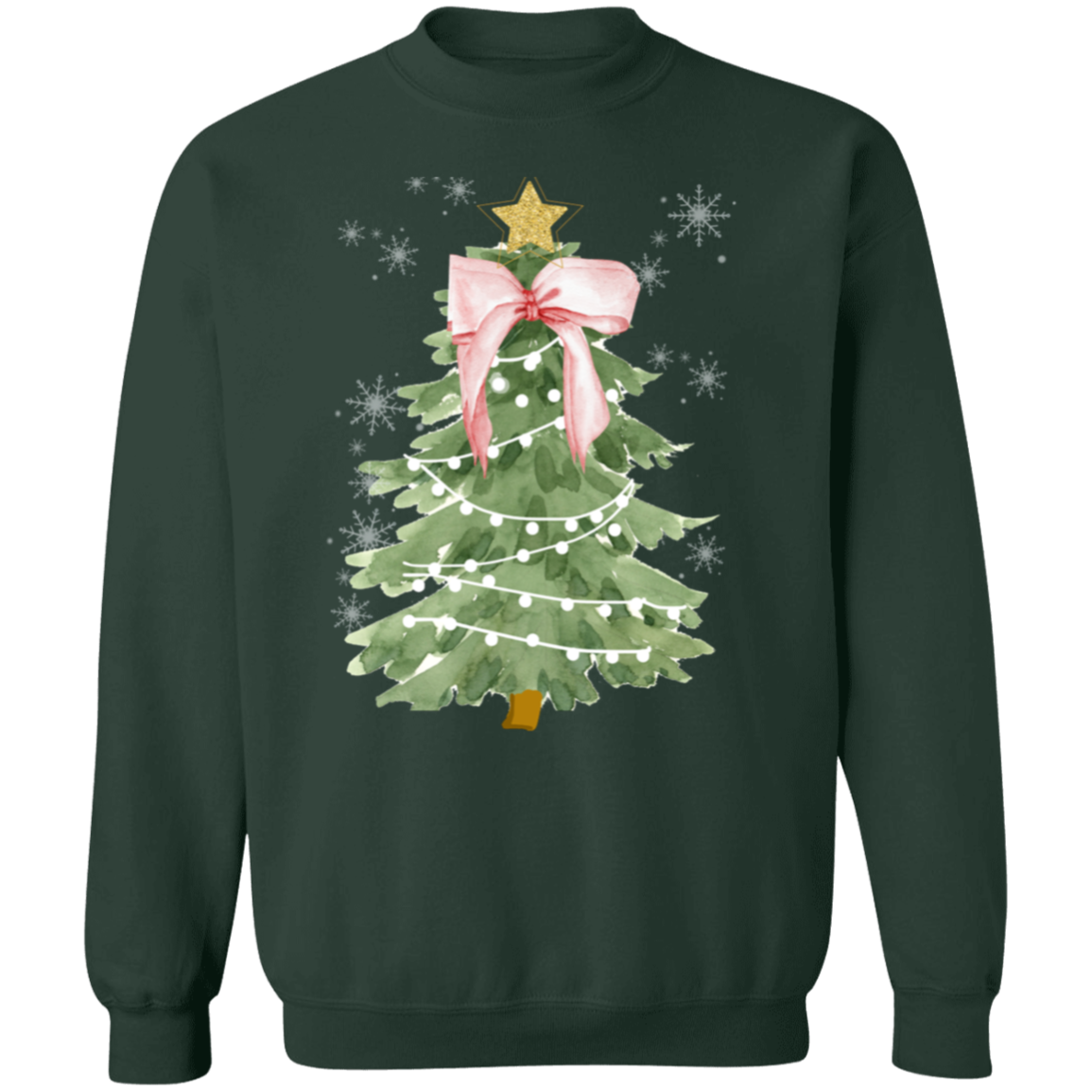 Christmas Pink Bow Crewneck Pullover Sweatshirt