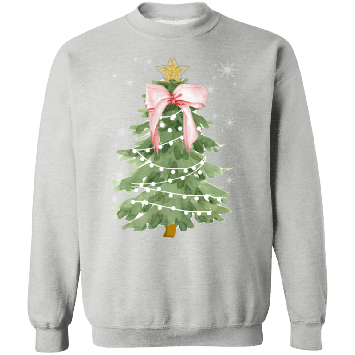 Christmas Pink Bow Crewneck Pullover Sweatshirt