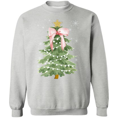 Christmas Pink Bow Crewneck Pullover Sweatshirt