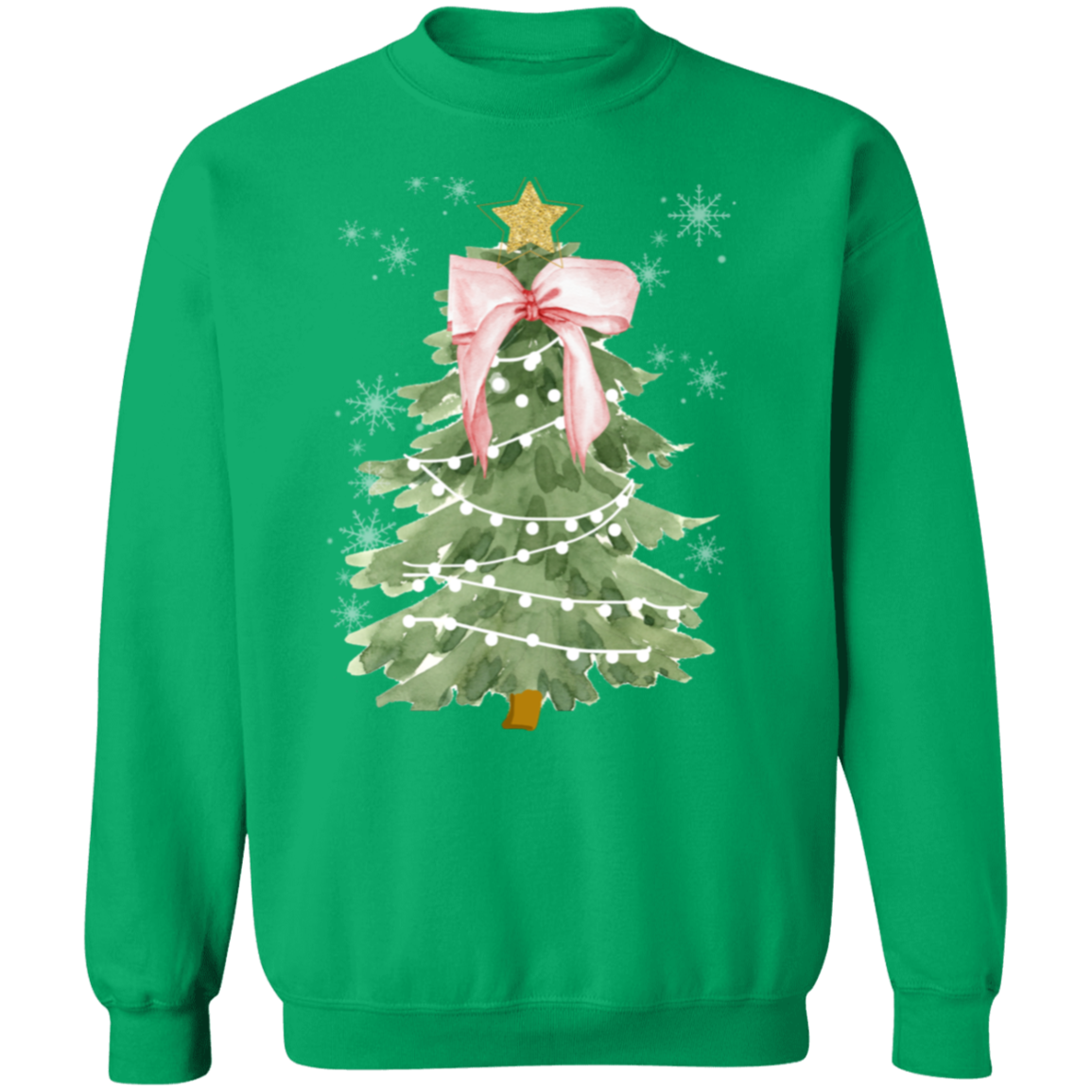 Christmas Pink Bow Crewneck Pullover Sweatshirt