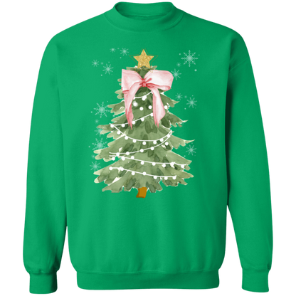 Christmas Pink Bow Crewneck Pullover Sweatshirt